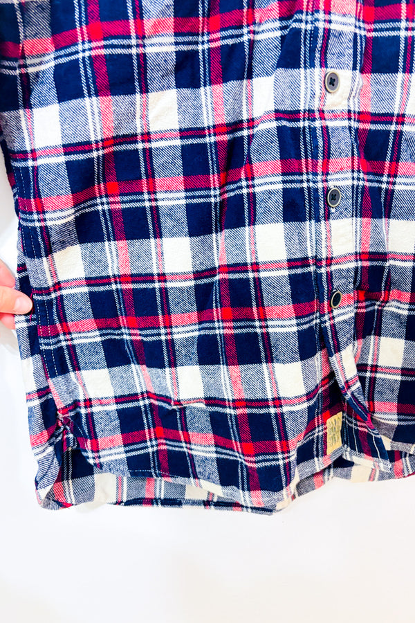 Chemise en flanelle bleue et rouge à carreaux seconde main - Jachs New York- La Penderie du Paradis
