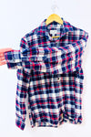 Chemise en flanelle bleue et rouge à carreaux seconde main - Jachs New York- La Penderie du Paradis