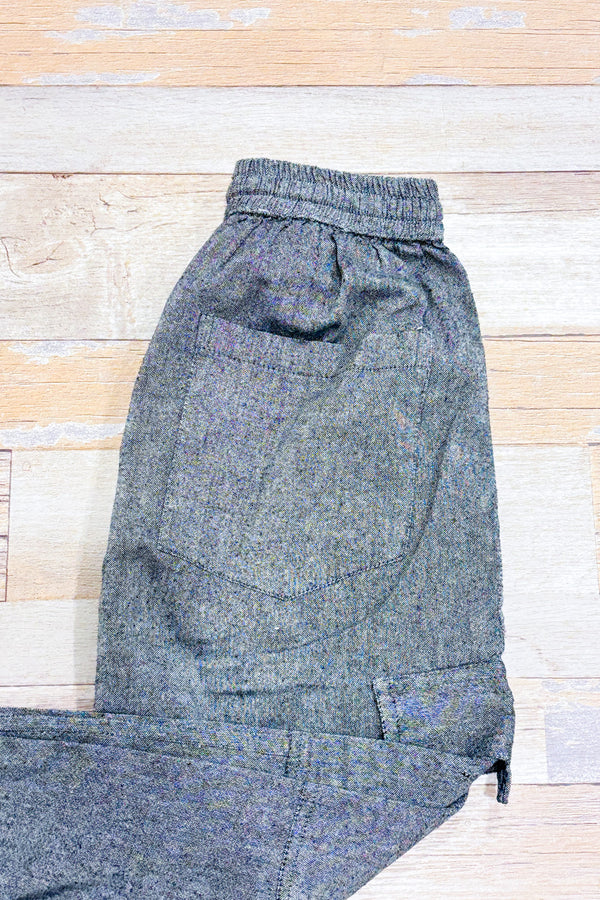 Bermuda cargo fluide gris taille élastique - Homme seconde main - Ark Imports- La Penderie du Paradis