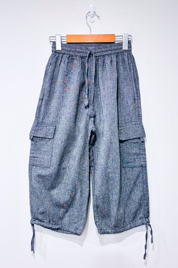 Bermuda cargo fluide gris taille élastique - Homme seconde main - Ark Imports- La Penderie du Paradis