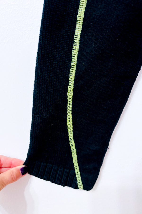 Veste noire zippée en tricot à col montant seconde main - TXT- La Penderie du Paradis