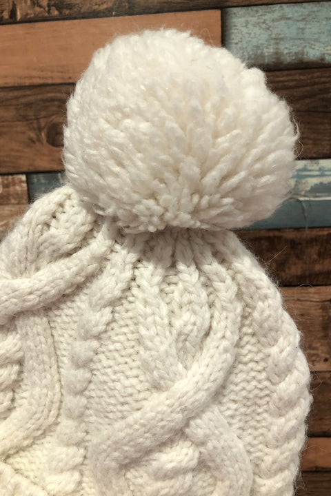 Tuque en laine avec pompom crème (o/s) seconde main GAP   