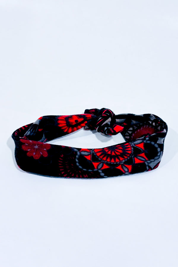 Bandeau pour cheveux rouge et noir fleuri-Autres-La Penderie du Paradis 🕊