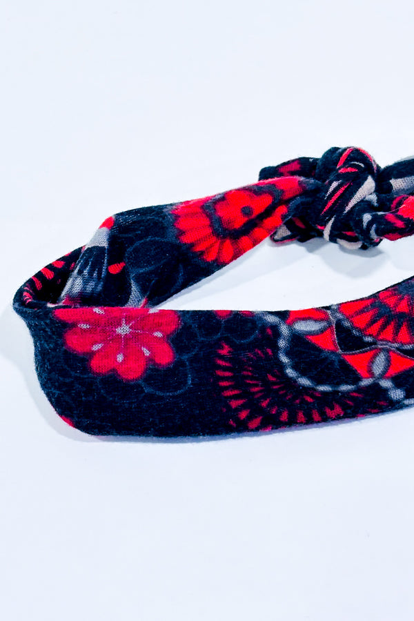 Bandeau pour cheveux rouge et noir fleuri-Autres-La Penderie du Paradis 🕊