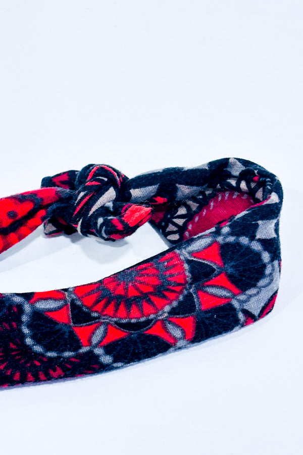 Bandeau pour cheveux rouge et noir fleuri-Autres-La Penderie du Paradis 🕊