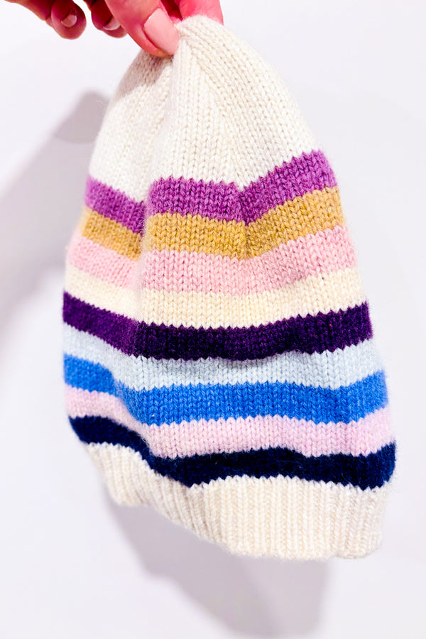 Bonnet rayé multicolore en laine seconde main - Joe Fresh- La Penderie du Paradis