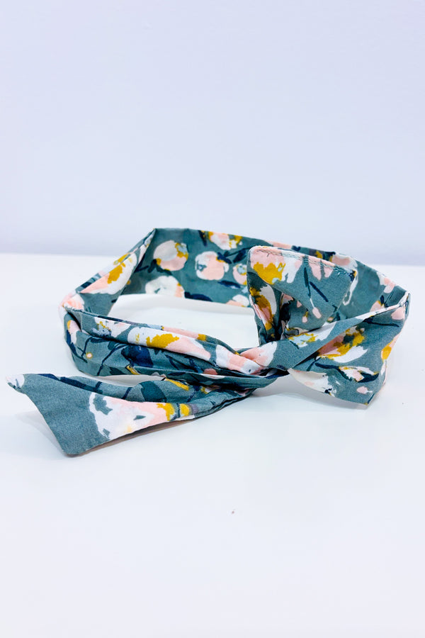 Bandeau à nouer vert fleuri avec tige métallique seconde main - Autres- La Penderie du Paradis