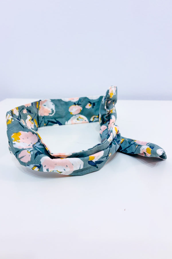 Bandeau à nouer vert fleuri avec tige métallique seconde main - Autres- La Penderie du Paradis
