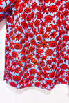 Haut bleu et rouge fleuri avec manches bouffantes (1X)-Dalia-La Penderie du Paradis 🕊