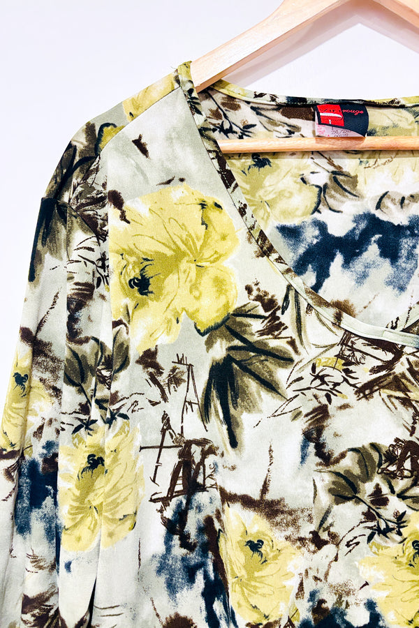 Haut cache-coeur vert fleuri (xxl)-Vin Rouge-La Penderie du Paradis 🕊