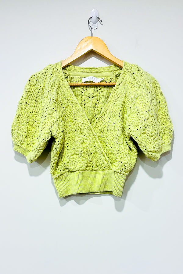 Haut Elowen en tricot lime (xs) - ASTR The Label - La Penderie du Paradis ?