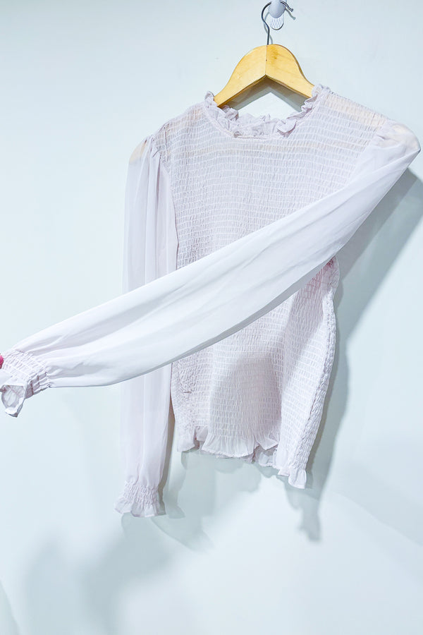 Haut extensible lilas avec manches transparentes (s) - Q + A Los Angeles - La Penderie du Paradis ?