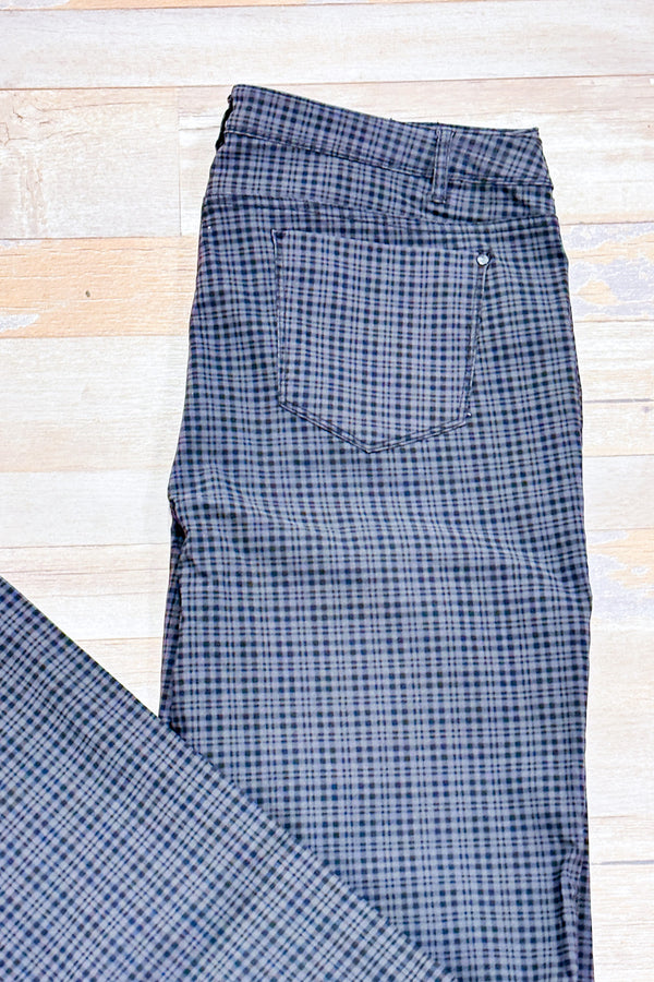 Pantalon gris et noir à carreaux jambe droite seconde main - Reitmans- La Penderie du Paradis