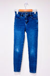 Jeans court bleu délavé jambe étroite (xxs)-American Eagle-La Penderie du Paradis 🕊