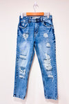 Jeans mom bleu pâle troué (xs)-Refuge-La Penderie du Paradis 🕊