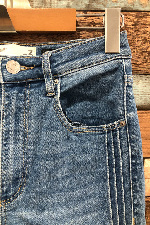 Jeans bleu pâle taille haute texturé sur les côtés (s) seconde main Garage   