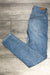 Jeans bleu pâle taille haute texturé sur les côtés (s)