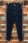 Jeans bleu foncé avec bandes rouges et blanches (s) seconde main Tommy Hilfiger 