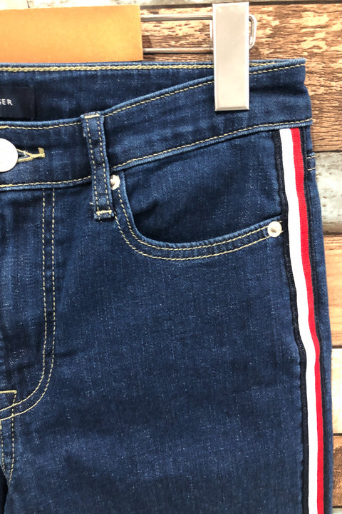 Jeans bleu foncé avec bandes rouges et blanches (s) seconde main Tommy Hilfiger   