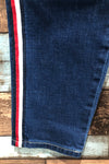 Jeans bleu foncé avec bandes rouges et blanches (s) seconde main Tommy Hilfiger 