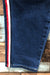 Jeans bleu foncé avec bandes rouges et blanches (s)