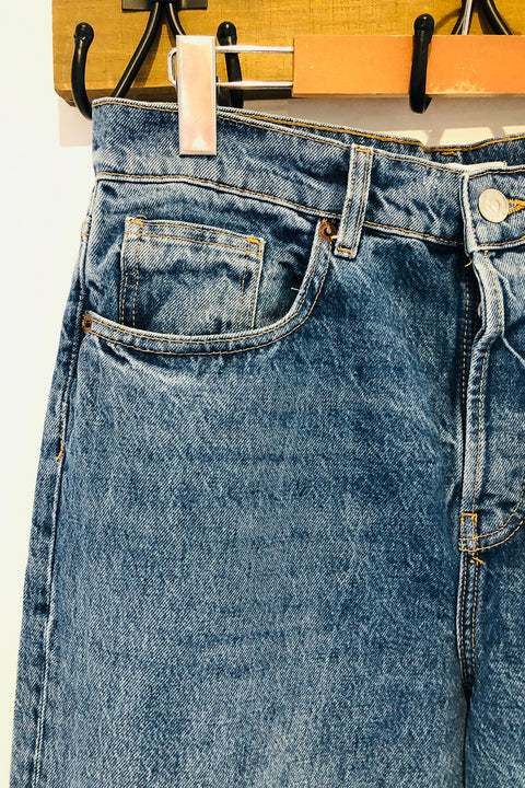 Jeans bleu délavé jambe ample (m) seconde main Zara   