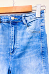 Jeans bleu pâle effet usé jambe étroite (xs)