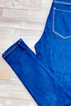 Jeans bleu foncé jambe étroite taille haute (s)