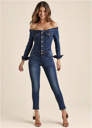Jumpsuit en jeans épaules dénudées (s)-Venus-La Penderie du Paradis 🕊