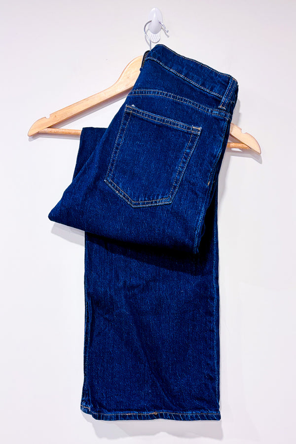 Jeans ample bleu foncé à taille hautejambe évasée (s)-H&M-La Penderie du Paradis 🕊