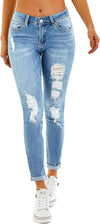 Jeans boyfriend troués bleu pâle jambe étroite (s)-Rhodanthe-La Penderie du Paradis 🕊