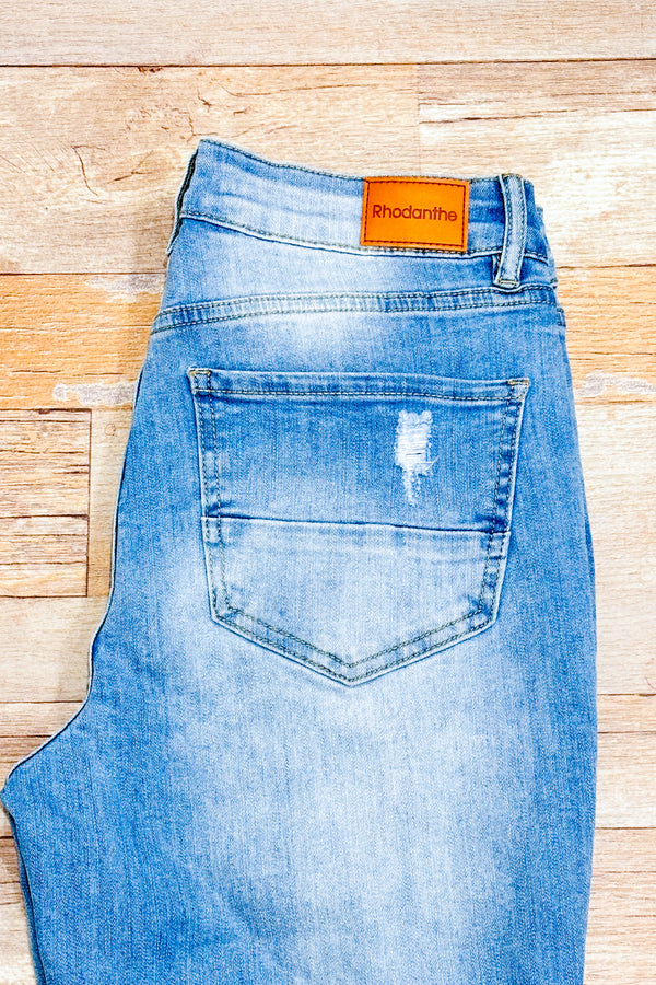 Jeans boyfriend troués bleu pâle jambe étroite (s)-Rhodanthe-La Penderie du Paradis 🕊