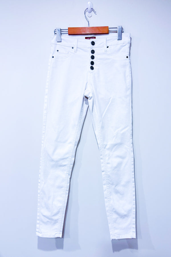 Jeans blanc jambe étroite (xs) seconde main - Lady Dutch- La Penderie du Paradis