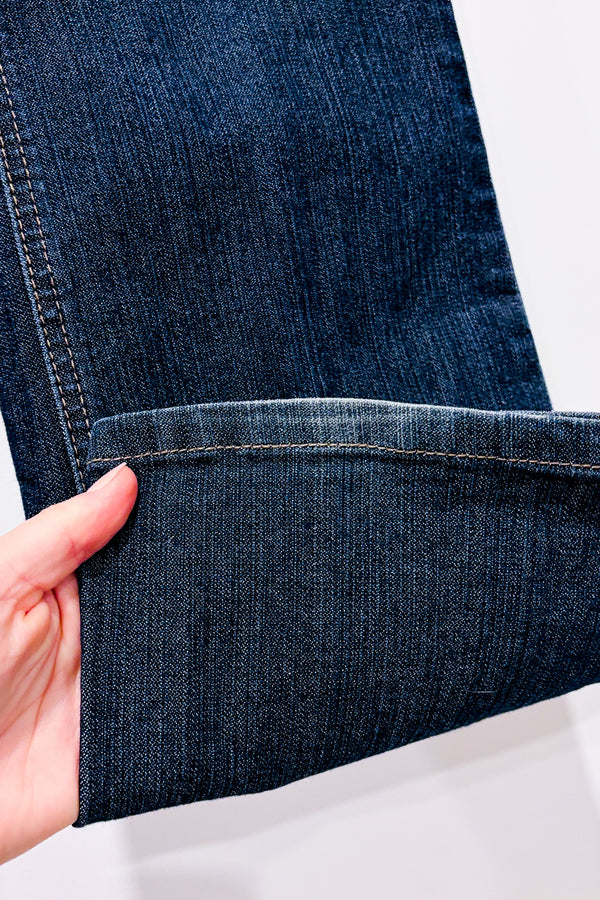 Jeans pull on bleu foncé jambe droite (m) seconde main - Contrast- La Penderie du Paradis