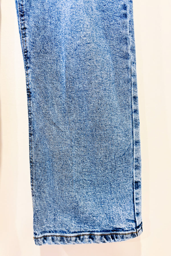 Jeans bleu pâle à taille haute seconde main - Re/Used- La Penderie du Paradis