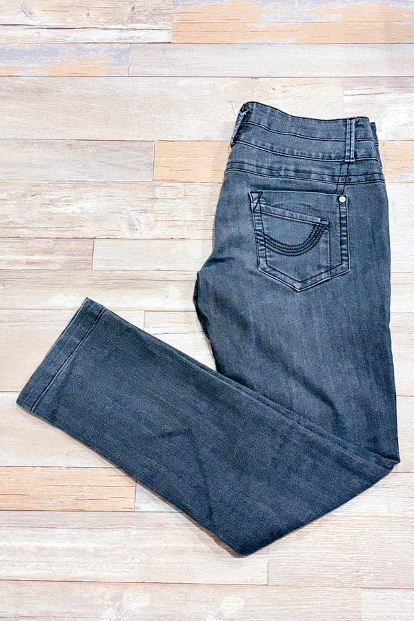 Jeans noir délavé à taille basse seconde main - Lolë- La Penderie du Paradis