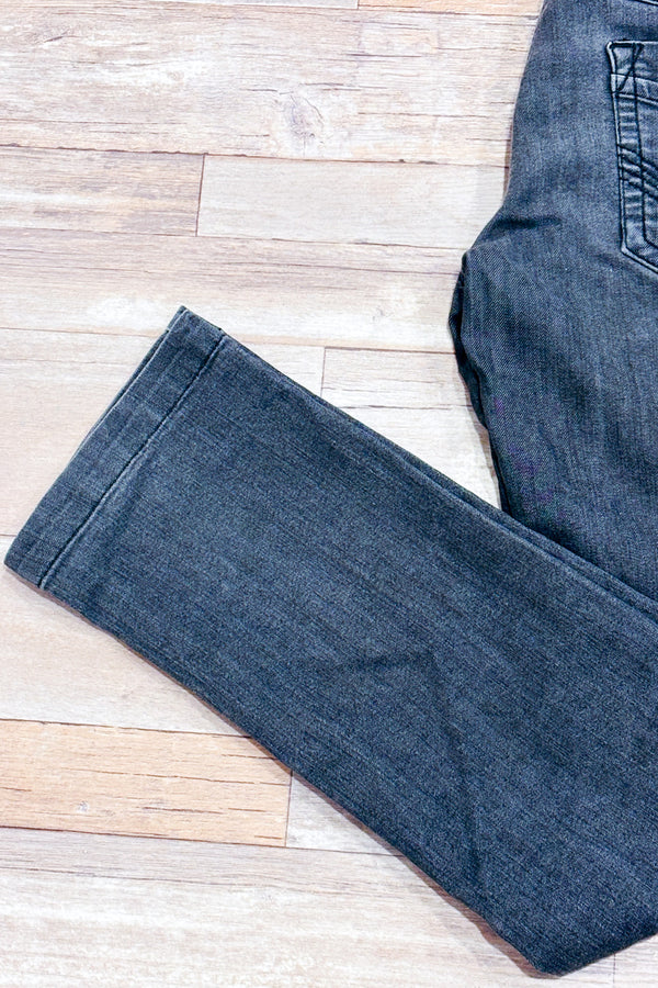 Jeans noir délavé à taille basse seconde main - Lolë- La Penderie du Paradis