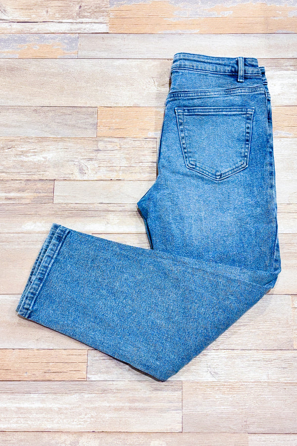 Jeans bleu pâle jambe droite avec petits diamants* seconde main - Michael Kors- La Penderie du Paradis