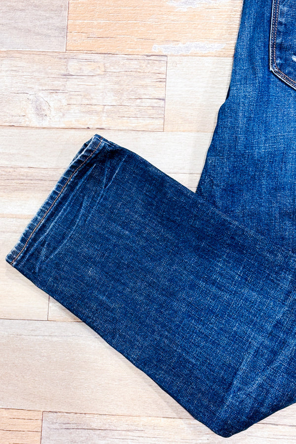 Jeans boyfriend bleu foncé effet usé * seconde main - GAP- La Penderie du Paradis