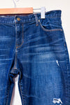 Jeans boyfriend bleu foncé effet usé * seconde main - GAP- La Penderie du Paradis
