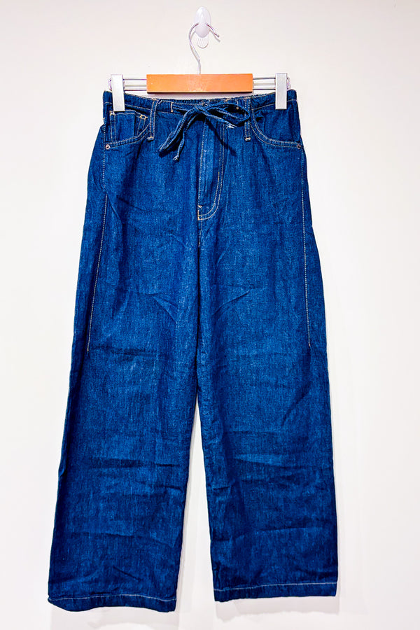 Jeans taille élastique jambe large bleu foncé seconde main - Zara- La Penderie du Paradis