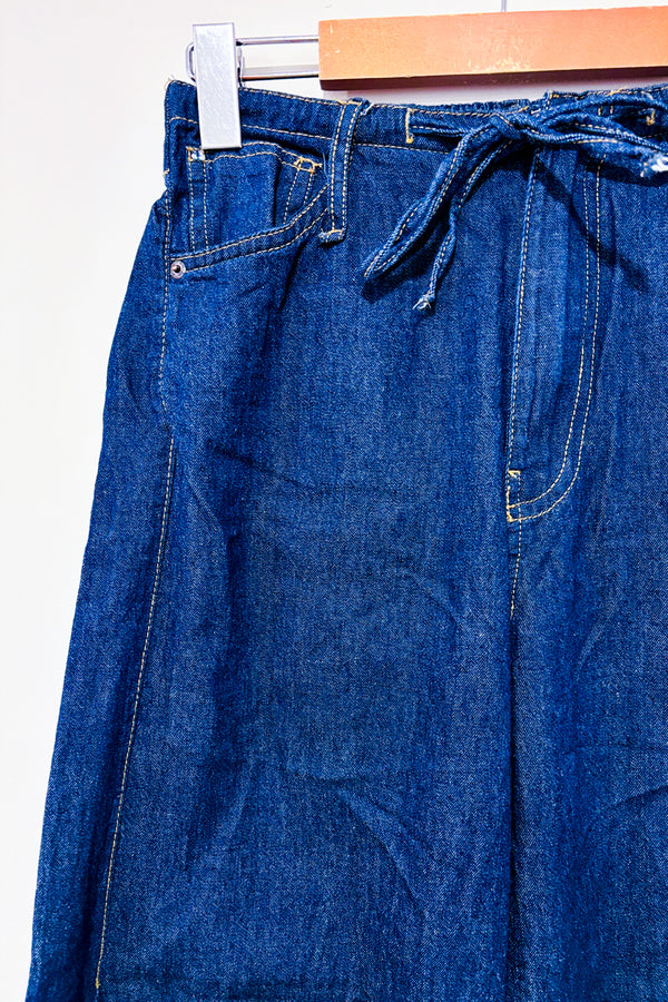 Jeans taille élastique jambe large bleu foncé seconde main - Zara- La Penderie du Paradis