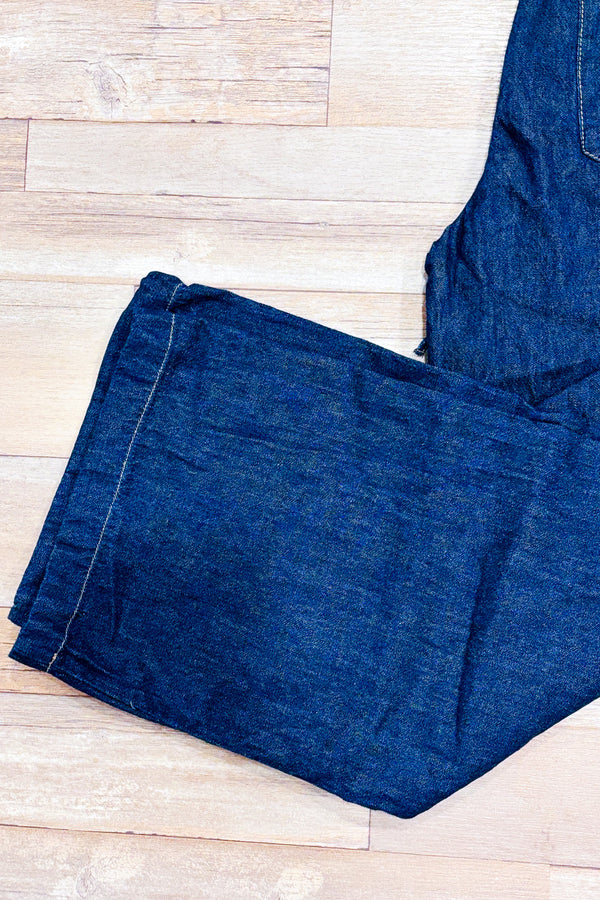 Jeans taille élastique jambe large bleu foncé seconde main - Zara- La Penderie du Paradis