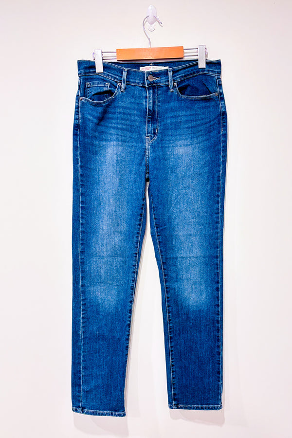 Jeans bleu délavé jambe étroite à taille haute* seconde main - Levi's- La Penderie du Paradis