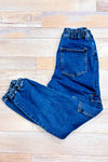 Jeans jogger bleu taille haute à poches cargo* seconde main - Blumind- La Penderie du Paradis