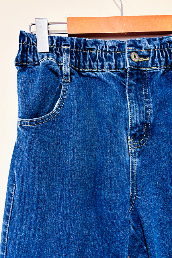 Jeans jogger bleu taille haute à poches cargo* seconde main - Blumind- La Penderie du Paradis