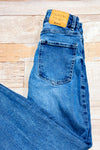 Jeans mom slim taille haute bleu délavé seconde main - Stradivarius- La Penderie du Paradis