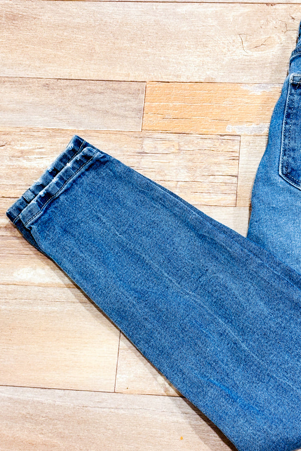 Jeans mom slim taille haute bleu délavé seconde main - Stradivarius- La Penderie du Paradis