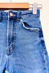 Jeans mom slim taille haute bleu délavé seconde main - Stradivarius- La Penderie du Paradis