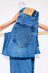 Jeans mom slim taille haute bleu délavé seconde main - Stradivarius- La Penderie du Paradis